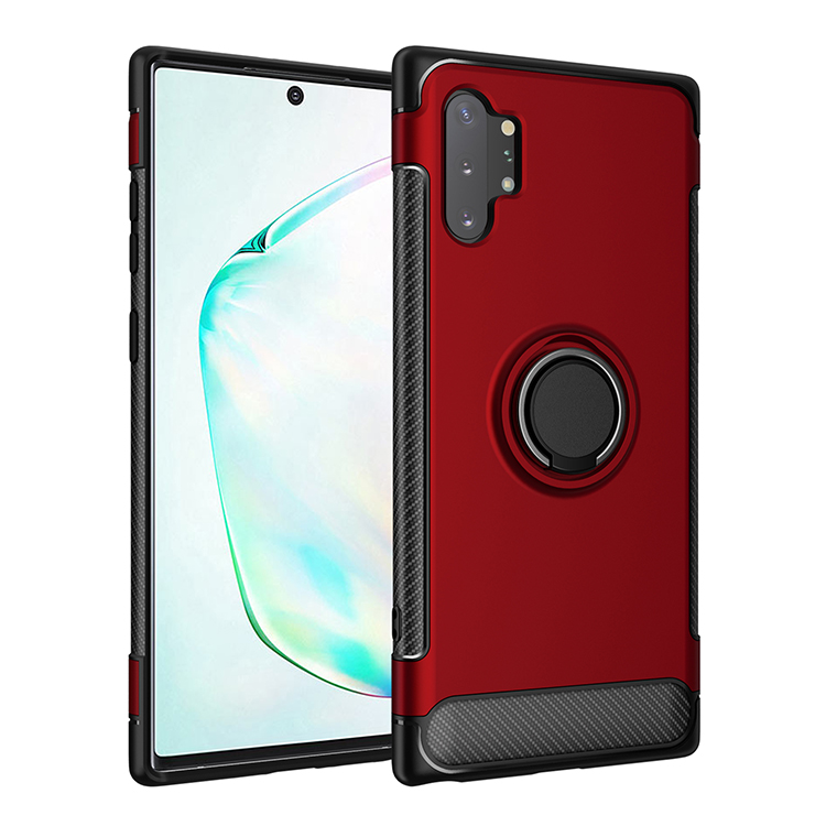 Galaxy Note 10+ (Plus) 360 Rotating RING Stand Hybrid Case with Metal Plate (Red)